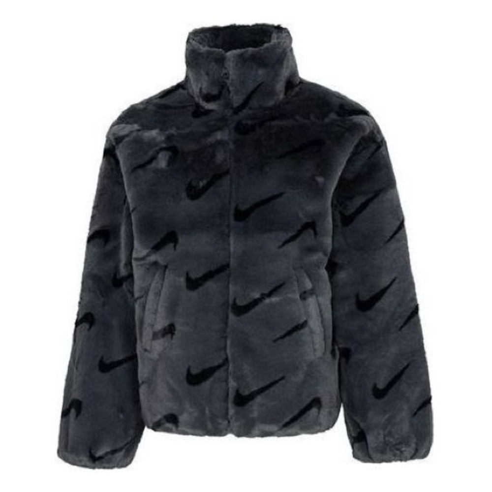 Nike women’s Nike Printed Faux Fur Jacket  'Dark Smoke Grey